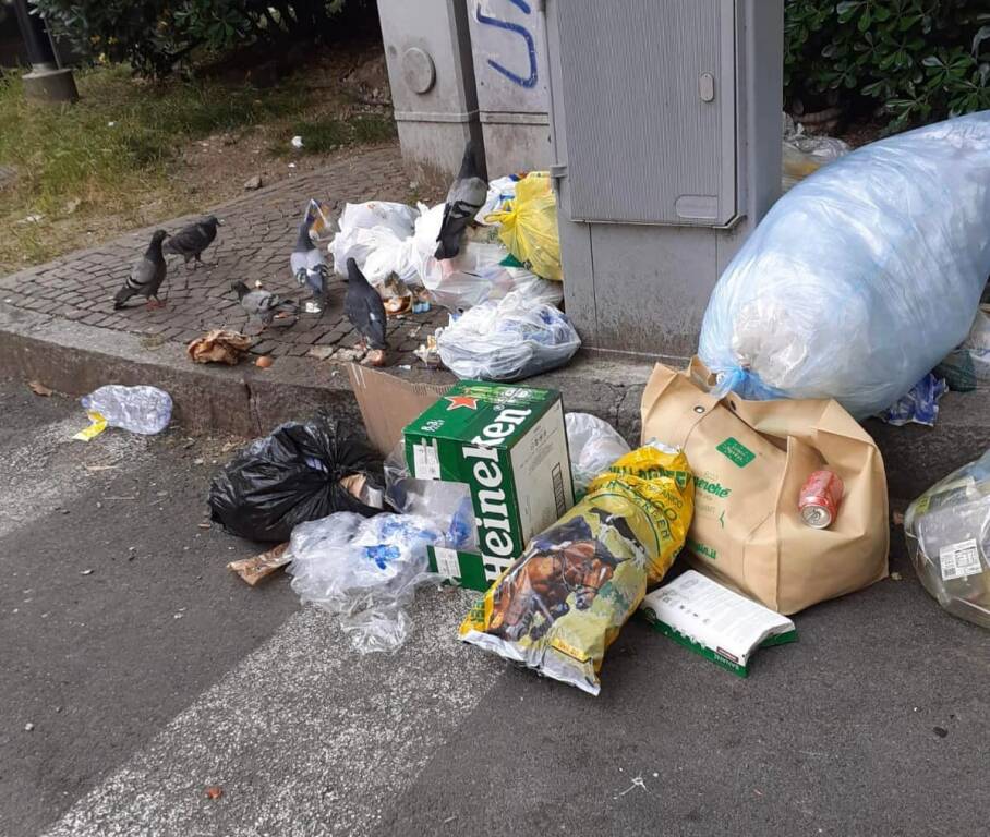 rifiuti in piazza Martiri di Fossoli a Desio mb