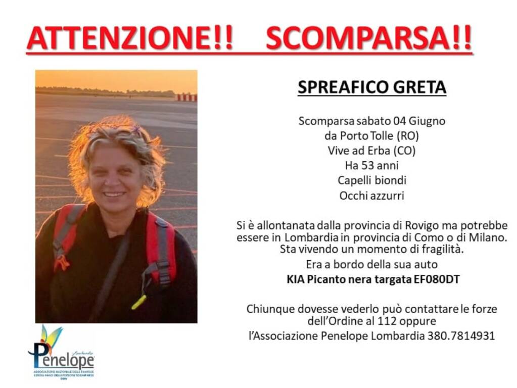 greta spreafico donna scomparsa